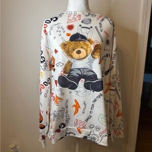 Teddy Bear Graphic Retro Statement Long Sleeve Shirt 🧸